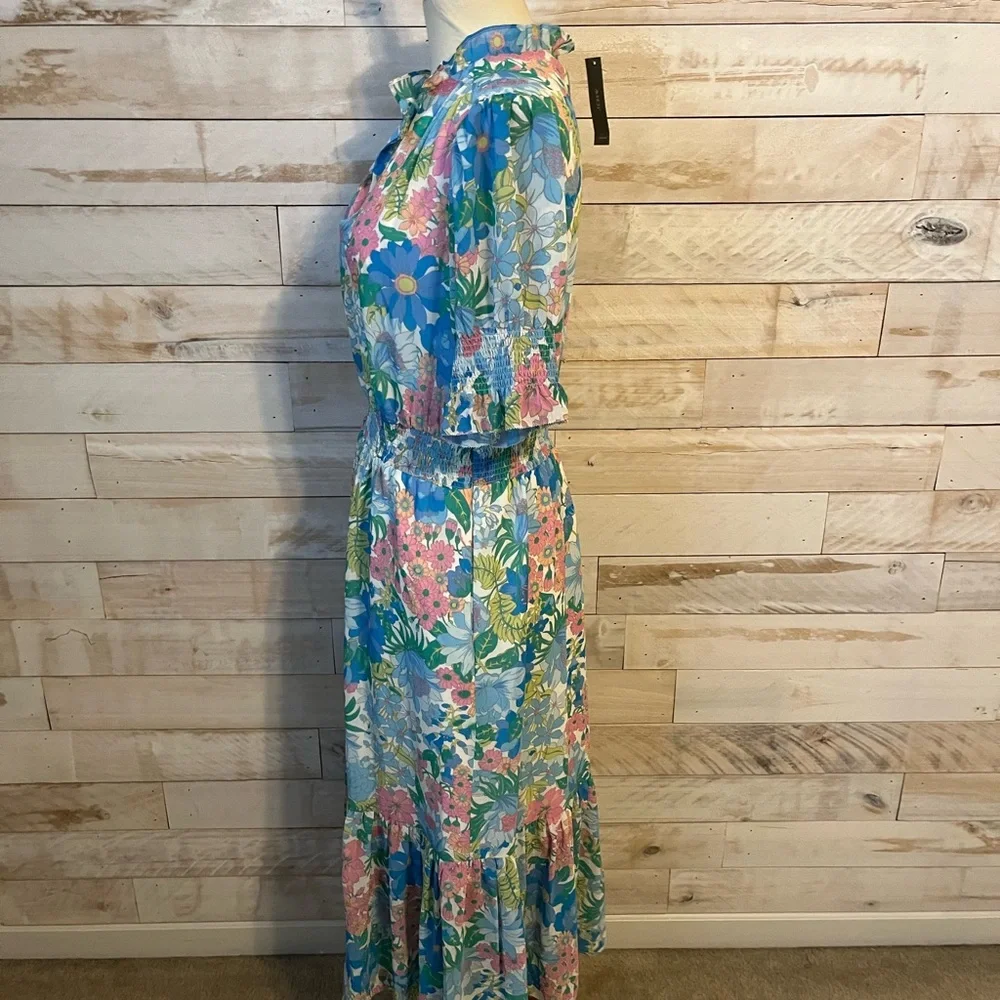 NWT J.Crew size S smocked ruffle midi dress in fairy floral